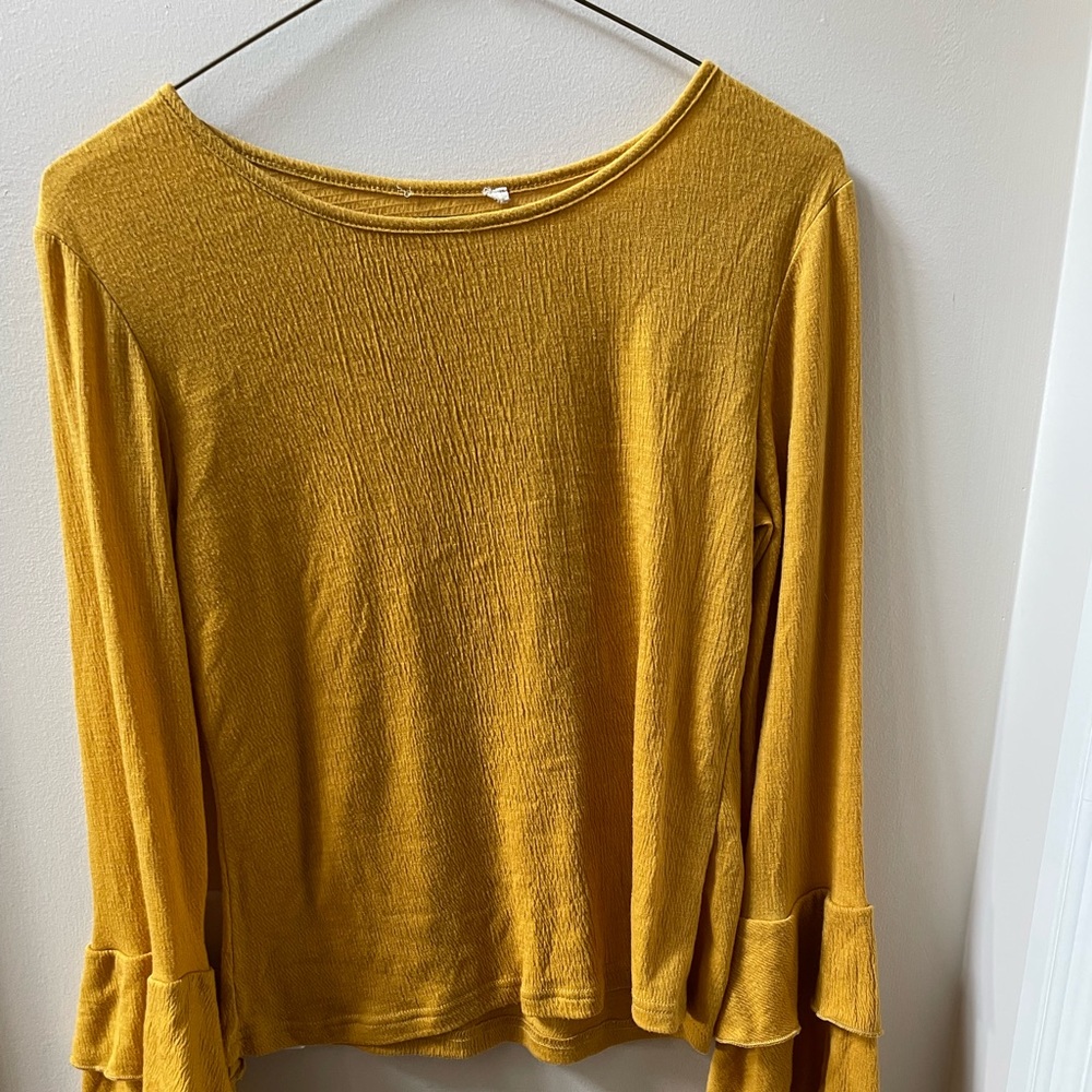 Bell sleeve mustard yellow shirt